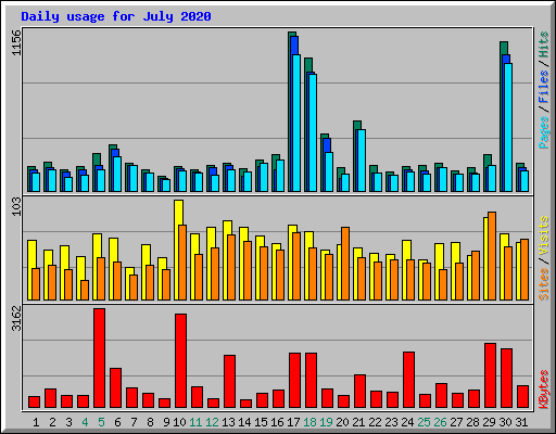 Daily usage for July 2020