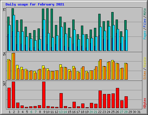 Daily usage for February 2021